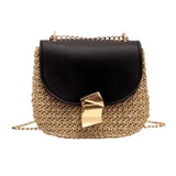 New Fashion Hexagon Mulit Style Straw+pu Bag Handbags Women Summer Rattan Bag Handmade Woven Beach bolsa feminina