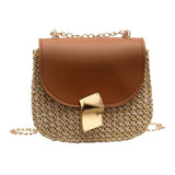 New Fashion Hexagon Mulit Style Straw+pu Bag Handbags Women Summer Rattan Bag Handmade Woven Beach bolsa feminina