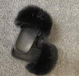 Real Raccoon Fur Slippers Women Sliders Casual Fox Hair Flat Fluffy r Big Size 45 Furry Flip Flops Shoes