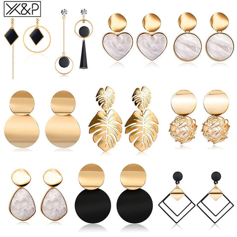 Korean Heart Statement Drop Earrings