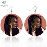 Black Hoops Wooden Drop Earrings