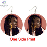 Black Hoops Wooden Drop Earrings