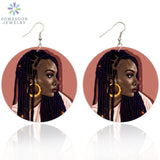 Black Hoops Wooden Drop Earrings