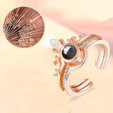 Rose Gold&Silver 100 languages I love you Projection Ring