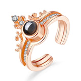Rose Gold&Silver 100 languages I love you Projection Ring