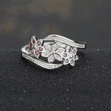 Three Color CZ Flower Ring