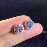 Jew Store Round Moissanite Cut Total 1.00ct Diamond Test Passed Moissanite Silver Earring