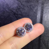 Jew Store Round Moissanite Cut Total 1.00ct Diamond Test Passed Moissanite Silver Earring