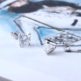 Solid 14K 585 White Gold F Color Moissanite Diamond Stud Earrings