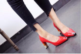 Colored heel fashion women high heel shoes