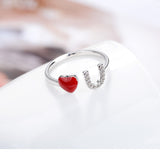 925 Silver Crystal from Swarovski Simple wild small love opening ring