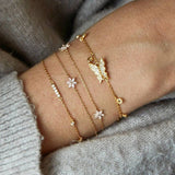 Modyle 5Pcs/set Bohemian Gold color Moon Leaf Crystal Opal Open Bracelet Set