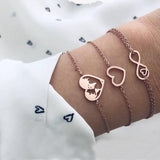 Modyle 5Pcs/set Bohemian Gold color Moon Leaf Crystal Opal Open Bracelet Set