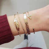 Modyle 5Pcs/set Bohemian Gold color Moon Leaf Crystal Opal Open Bracelet Set