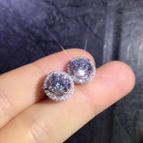 Jew Store Round Moissanite Cut Total 1.00ct Diamond Test Passed Moissanite Silver Earring