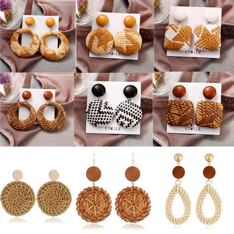 Donarsei Ethnic Leopard Rattan Earrings