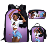 Nopersonality Black Queen American African Girl Print School Backpack Set Primary Student Book Bag Back to School Kids Bagpack