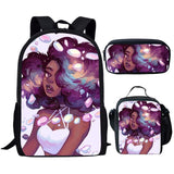 Nopersonality Black Queen American African Girl Print School Backpack Set Primary Student Book Bag Back to School Kids Bagpack