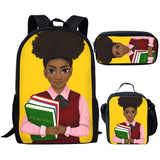 Nopersonality Black Queen American African Girl Print School Backpack Set Primary Student Book Bag Back to School Kids Bagpack