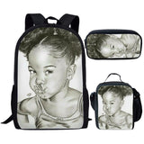 Nopersonality Black Queen American African Girl Print School Backpack Set Primary Student Book Bag Back to School Kids Bagpack