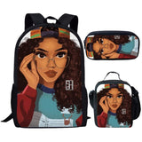 Nopersonality Black Queen American African Girl Print School Backpack Set Primary Student Book Bag Back to School Kids Bagpack