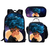 Nopersonality Black Queen American African Girl Print School Backpack Set Primary Student Book Bag Back to School Kids Bagpack