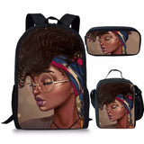 Nopersonality Black Queen American African Girl Print School Backpack Set Primary Student Book Bag Back to School Kids Bagpack