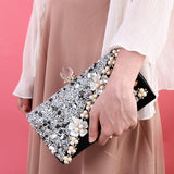 Women Flower Crystal  Shoulder Bag