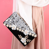 Women Flower Crystal  Shoulder Bag