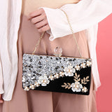 Women Flower Crystal  Shoulder Bag