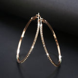 Geometric Round Rhinestone Crystal Silver Gold Color Stainless Steel