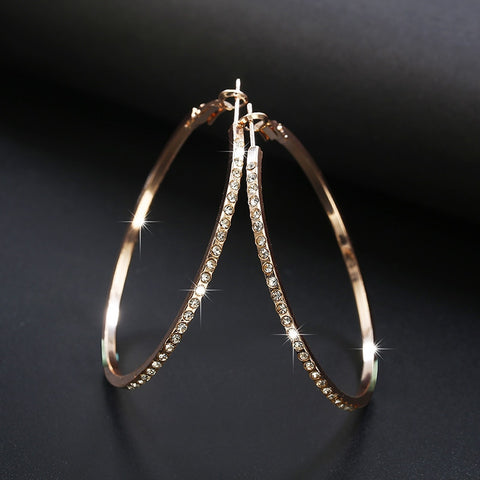 Geometric Round Rhinestone Crystal Silver Gold Color Stainless Steel