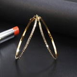 Geometric Round Rhinestone Crystal Silver Gold Color Stainless Steel