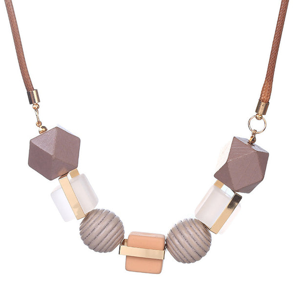 Zoeber Long Chain Wood Beads Necklace