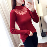 Lace Turtleneck pullovers Sexy sweaters