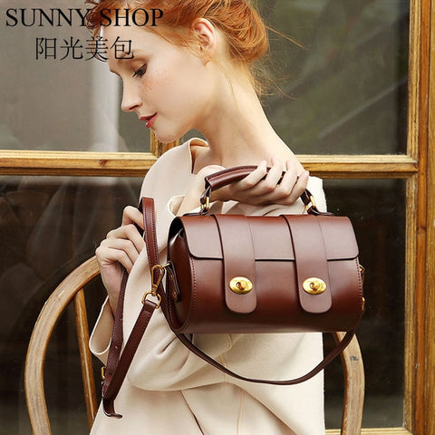 Genuine Leather Bag Women Luxury Vintage Handbag