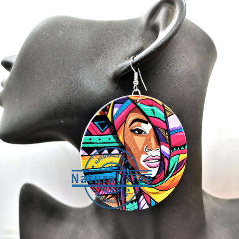 Black Women wooden earrings