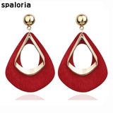 Spaloria Personality Big Water Drop Wooden Earrings