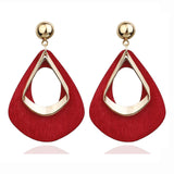 Spaloria Personality Big Water Drop Wooden Earrings
