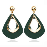 Spaloria Personality Big Water Drop Wooden Earrings