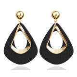 Spaloria Personality Big Water Drop Wooden Earrings