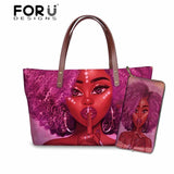 FORUDESIGNS Women Bags for Black Art African Girls Design Luxury Handbag&Purse Set Ladies Top-Handle Bags Females Beach Bag 2019