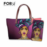 FORUDESIGNS Women Bags for Black Art African Girls Design Luxury Handbag&Purse Set Ladies Top-Handle Bags Females Beach Bag 2019