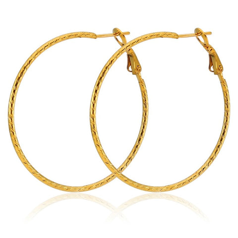 Stainless Steel Simple Gold color Big Hoop Earring