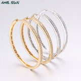 Hoop Earrings With AAA Zircon Circle Big Round Gold Color Loop Earrings