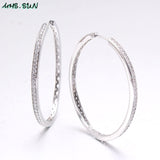 Hoop Earrings With AAA Zircon Circle Big Round Gold Color Loop Earrings