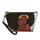 African Girls Black Art Makeup Pouch Ladies Portable Cosmetic Cases