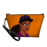 African Girls Black Art Makeup Pouch Ladies Portable Cosmetic Cases