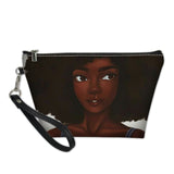 African Girls Black Art Makeup Pouch Ladies Portable Cosmetic Cases