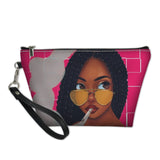 African Girls Black Art Makeup Pouch Ladies Portable Cosmetic Cases
